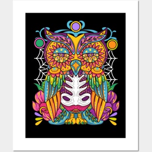 Day Of The Dead Owl Art Design Posters and Art